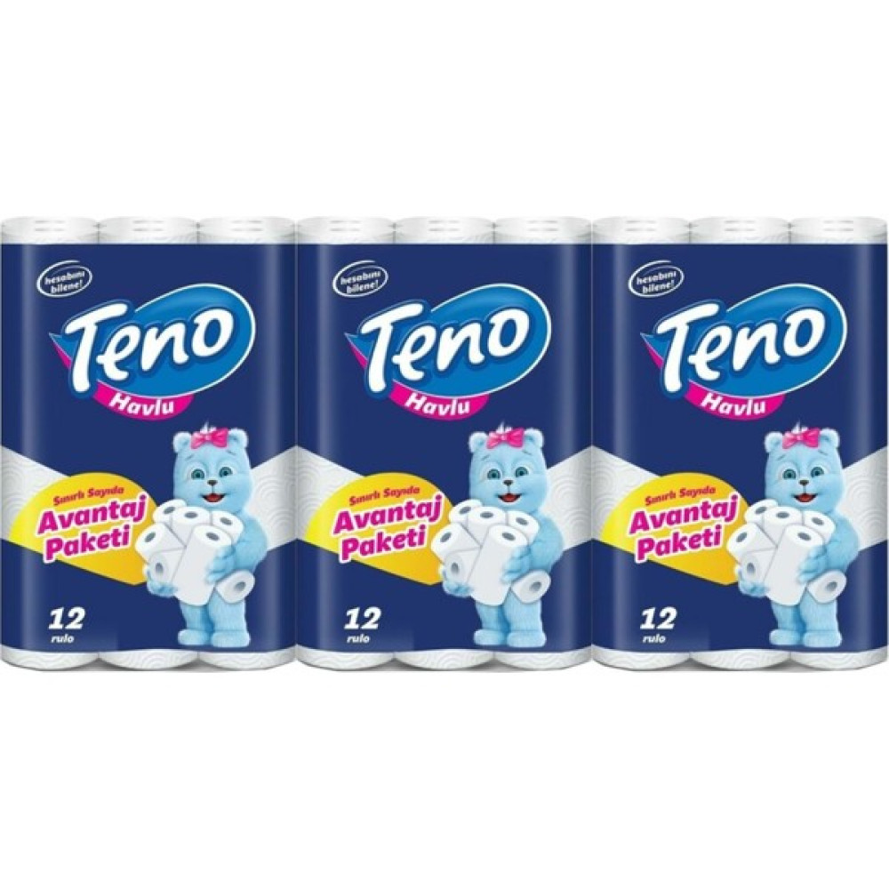 Teno Ultra Kağıt Havlu Çift Katlı 12'li Paket (3'lü Set) Kağıt Havlu Fiyatı
