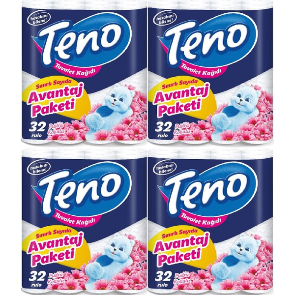 Teno Ultra Tuvalet Kağıdı Çift Katlı 128 Li Paket Pudra Kokulu (Avantaj Pk Serisi) (4pk*32) - Beyaz Tuvalet Kağıdı Fiyatı