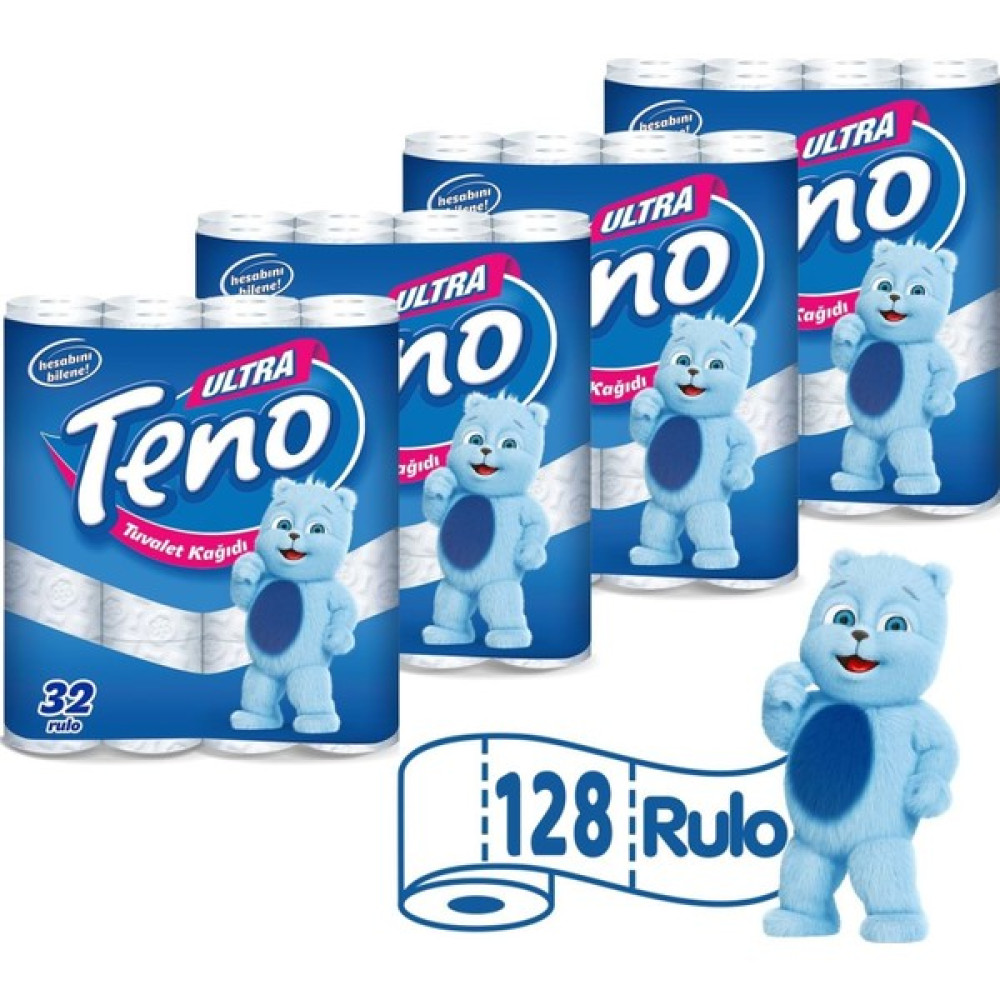 Teno Ultra Tuvalet Kağıdı Çift Katlı 128 Li Set (4 x 32) - Beyaz Tuvalet Kağıdı Fiyatı