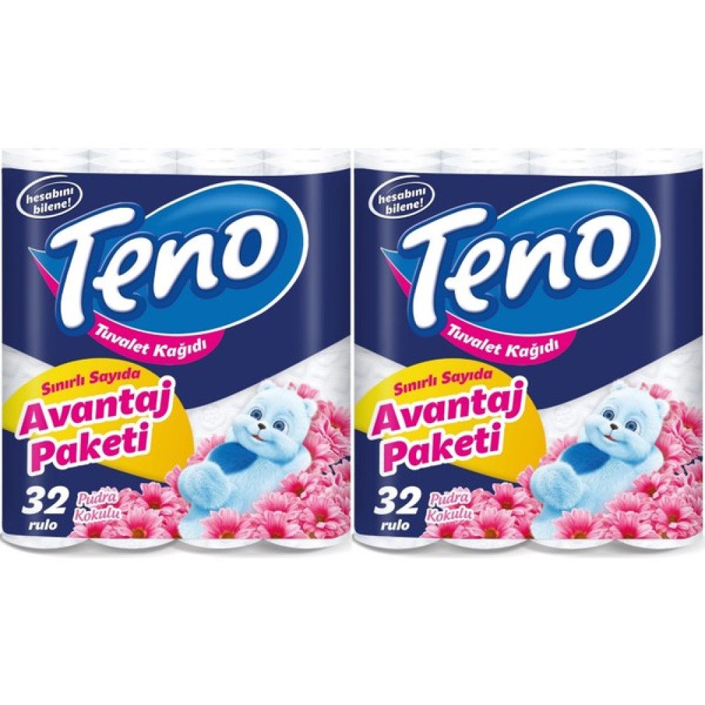 Teno Ultra Tuvalet Kağıdı Çift Katlı 64 Lü Paket Pudra Kokulu (Avantaj Pk Serisi) (2pk*32) - Beyaz Tuvalet Kağıdı Fiyatı