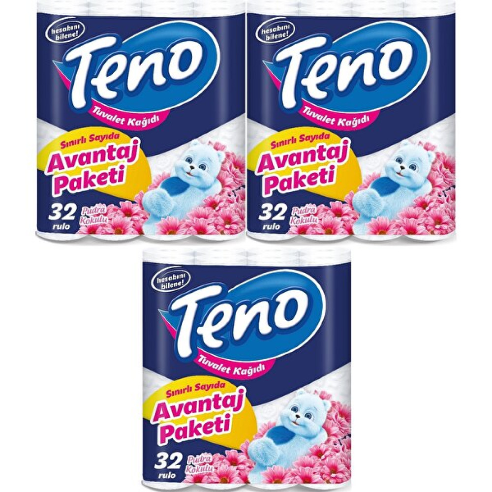 Teno Ultra Tuvalet Kağıdı Çift Katlı 96 Lı Paket Pudra Kokulu (Avantaj Pk Serisi) (3pk*32) - Beyaz Tuvalet Kağıdı Fiyatı