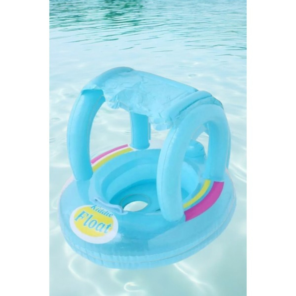 Tenteli Güneş Korumalı Baby Float Oturaklı Bebek Flatörü 72 Cm-Ayak Geçmeli Bebek Yüzme Simidi - Açık Mavi Açık Hava, Deniz ve Spor Oyuncakları Fiyatı