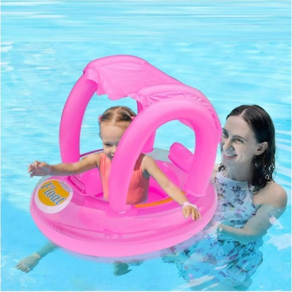Tenteli Güneş Korumalı Baby Float Oturaklı Bebek Flatörü 72 Cm-Ayak Geçmeli Bebek Yüzme Simidi - Pembe Açık Hava, Deniz ve Spor Oyuncakları Fiyatı