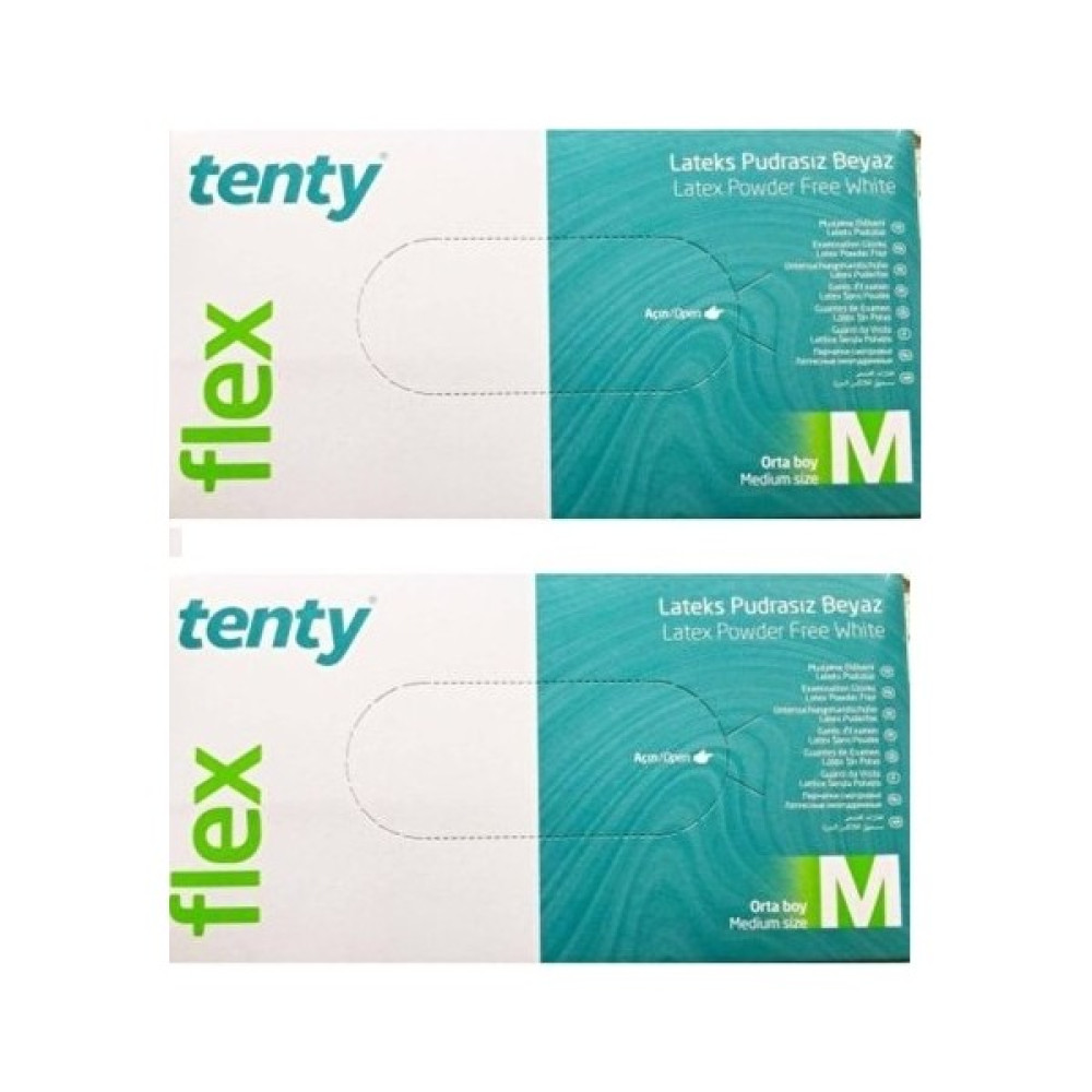 Tenty Flex Muayene Eldiven Lateks Pudrasız 2*100 Adet Beyaz - Medium - M Temizlik Malzemeleri Fiyatı