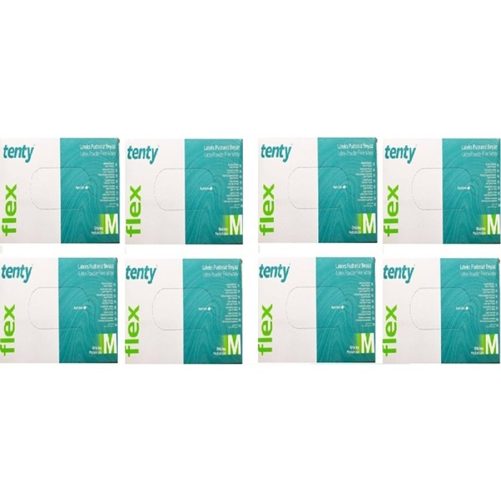 Tenty Flex Muayene Eldiven Lateks Pudrasız 8*100 Adet Beyaz - Medium - M Temizlik Malzemeleri Fiyatı