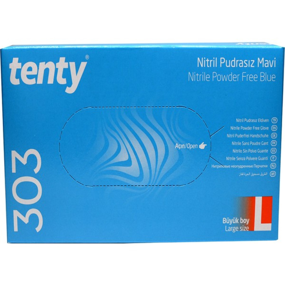Tenty Nitril Pudrasız (Mavi) Eldiven Large - Mavi - L Temizlik Malzemeleri Fiyatı