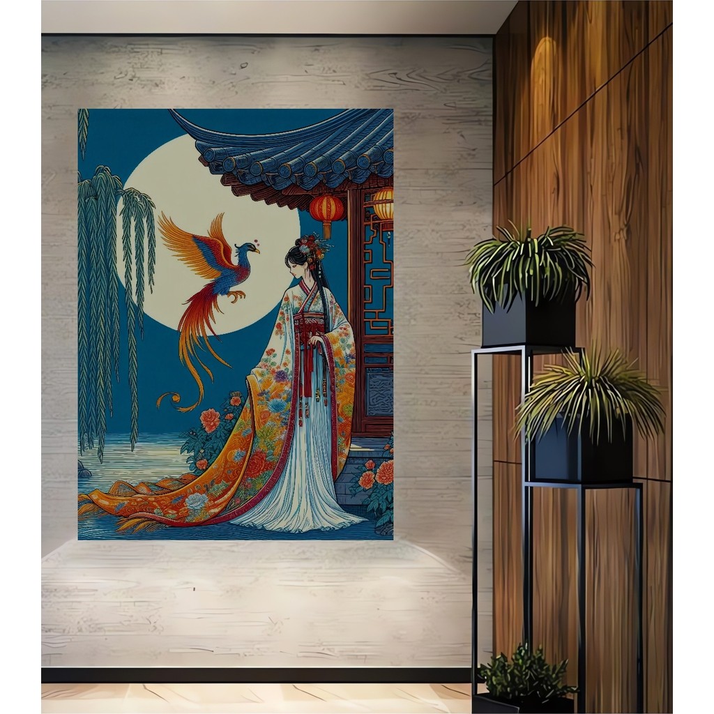 Teona Ahşap Oriental Feng Shui Sanat Ev,antre,salon,ofis Tablosu Yağlı Boya Görünümlü Ahşap Dekoratif - 60 x 40 - Kırmızı Kanvas Tablo Fiyatı