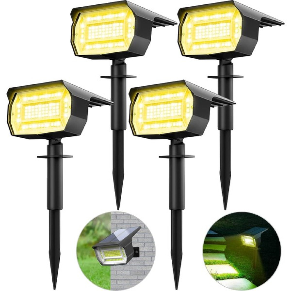 Teotake 4 Dış Mekan Güneş Işığı Seti, 72 LED Güneş Enerjili Lamba Dış Mekan Suya Dayanıklı IP65 Güneş Enerjili Işık Dış Mekan (Yurt Dışından) - Siyah Dış Mekan & Bahçe Oyuncakları Fiyatı