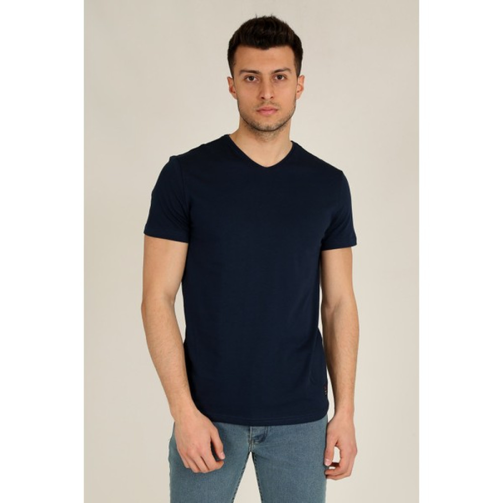 Terapi Men Erkek Basic Slim Fit V Yaka Kısa Kollu T-Shirt 21K-3400738-1 Lacivert Erkek T-shirt Fiyatı
