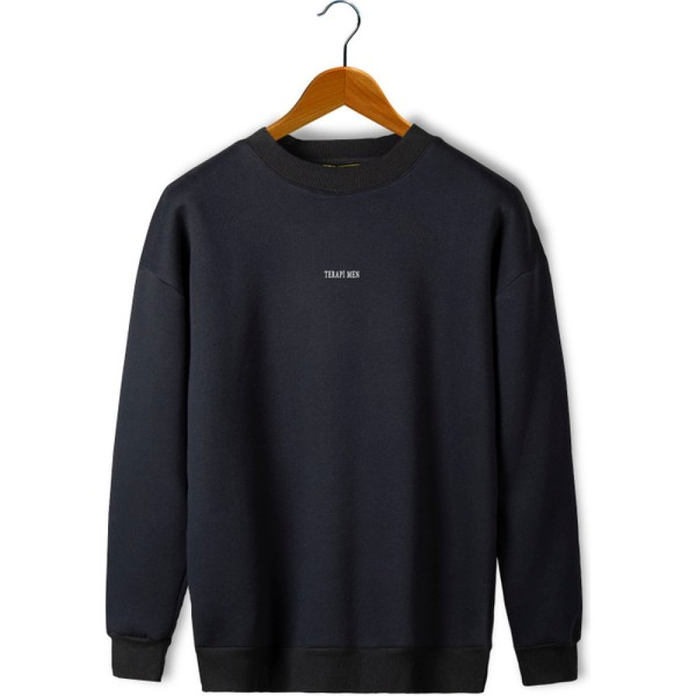 Terapi Men Unisex Siyah Önü Terapi Men Baskılı Oversize Üç Iplik Şardonlu Bisiklet Yaka Sweatshirt 22K-5200177-1 Erkek Sweatshirt Fiyatı