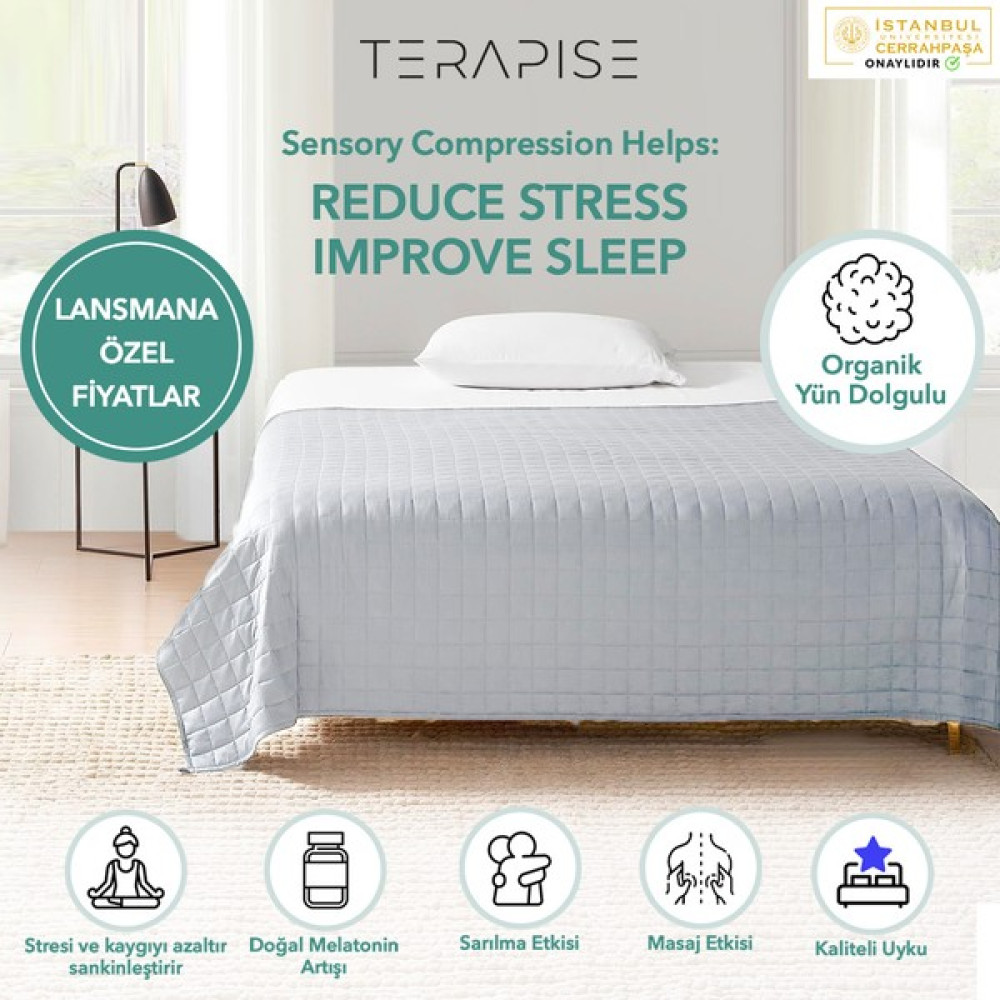 Terapise Yün Dolgulu Ağırlıklı Battaniye / Yorgan 8 kg Tek Kişilik Dış Kumaş: %100 Pamuk - 010 - Beyaz - 155 x 215 cm Yorgan Fiyatı