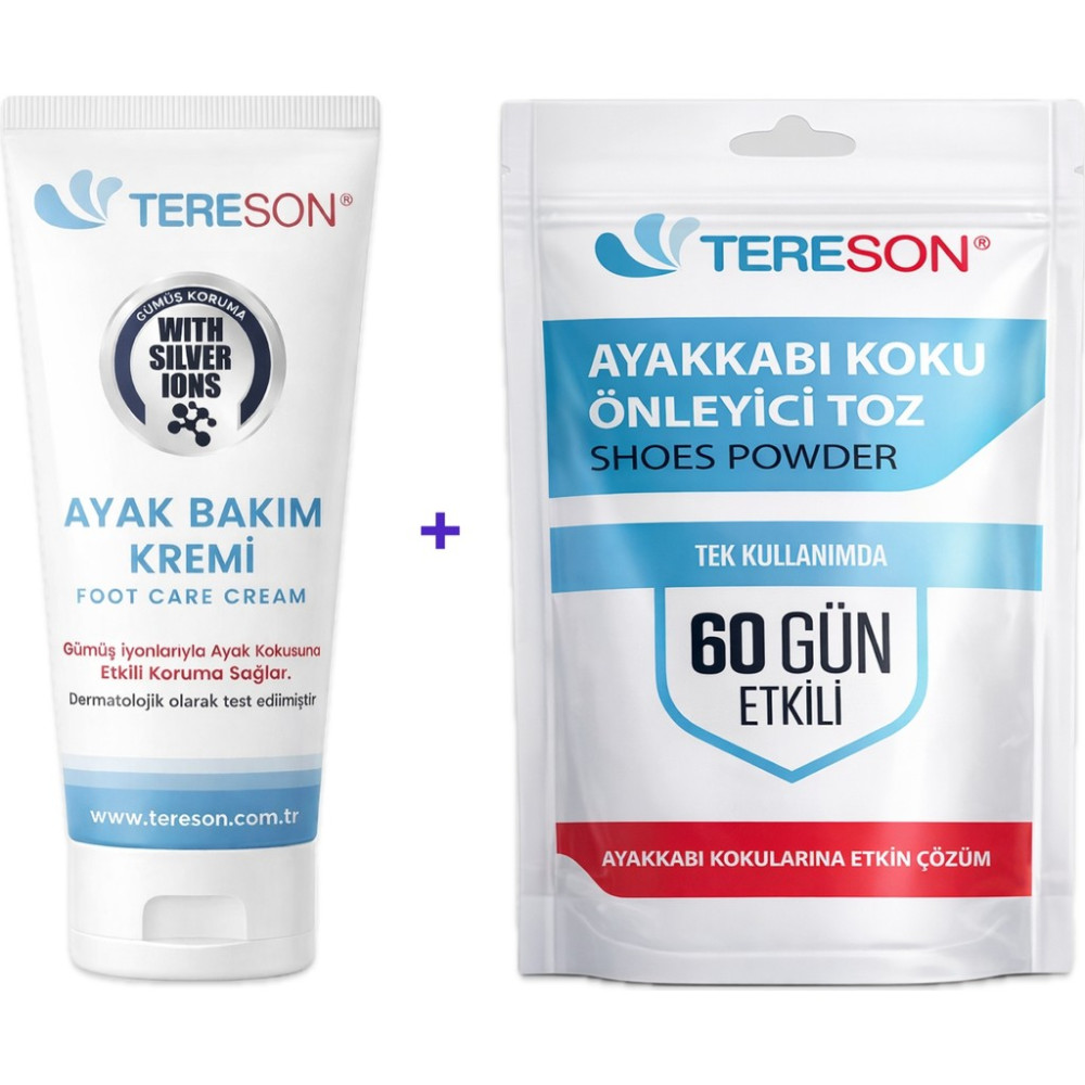 Tereson Koku Karşıtı Ayak Bakım Kremi 50 ml (Gümüş Iyon)+Ayakkabı Koku Önleyici Toz 1 Kutuda 10 Adet Ayakkabılar ve Çantalar Fiyatı
