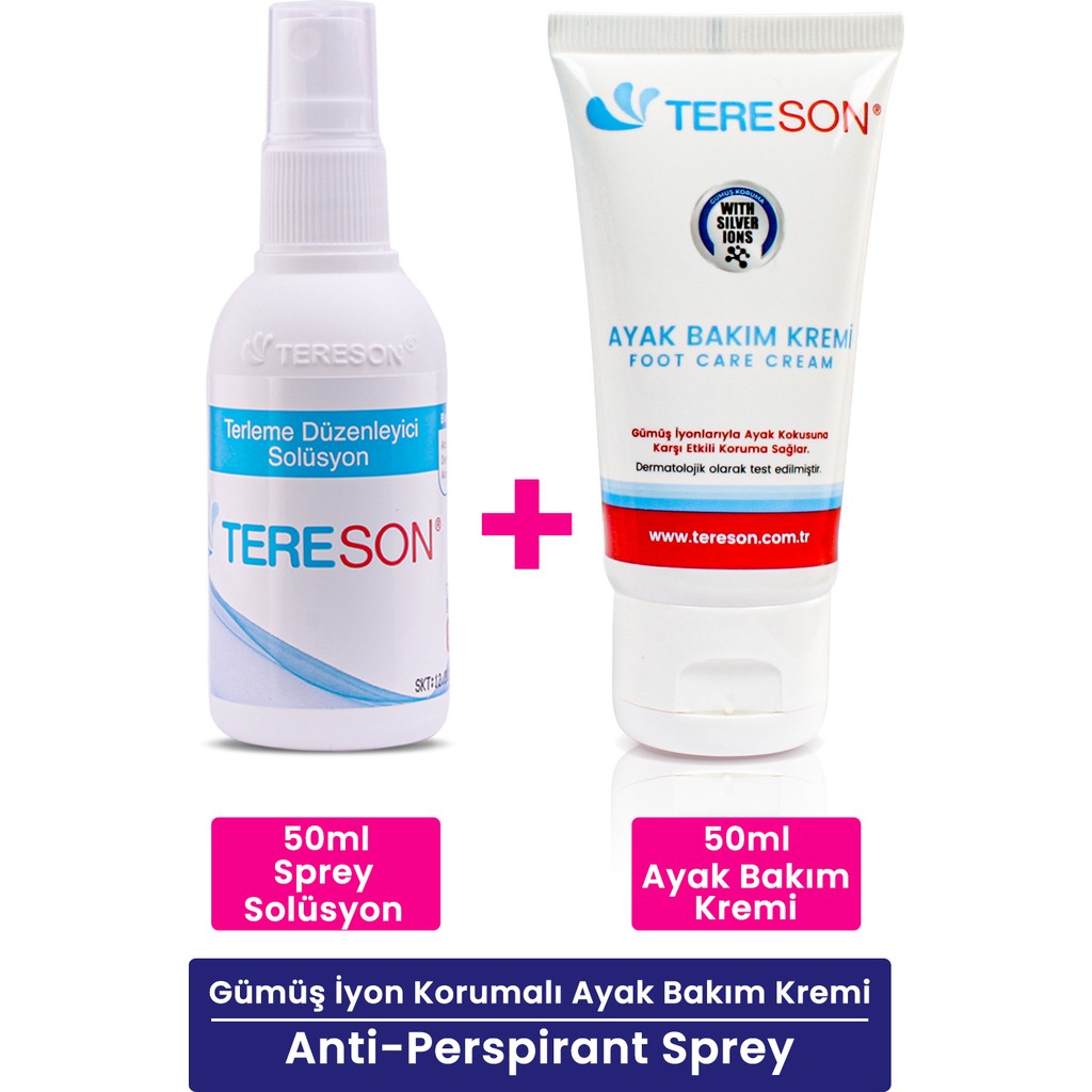 Tereson Terleme Önleyici Sprey 50 ml + Koku Karşıtı Ayak Bakım Kremi Gümüş Iyonlu 50 ml Diğer Fiyatı