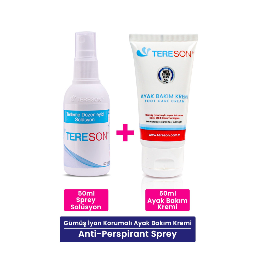 Tereson Terleme Önleyici Sprey 50 ml + Koku Karşıtı Ayak Bakım Kremi Gümüş Iyonlu 50 ml Deodorantlar Fiyatı