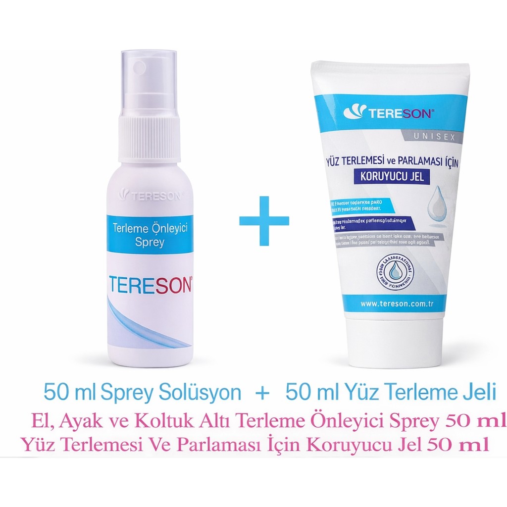 Tereson Terleme Önleyici Sprey 50 ml + Yüz Terlemesi ve Parlaması Için Koruyucu Jel 50 ml - 100 ml Diğer Fiyatı