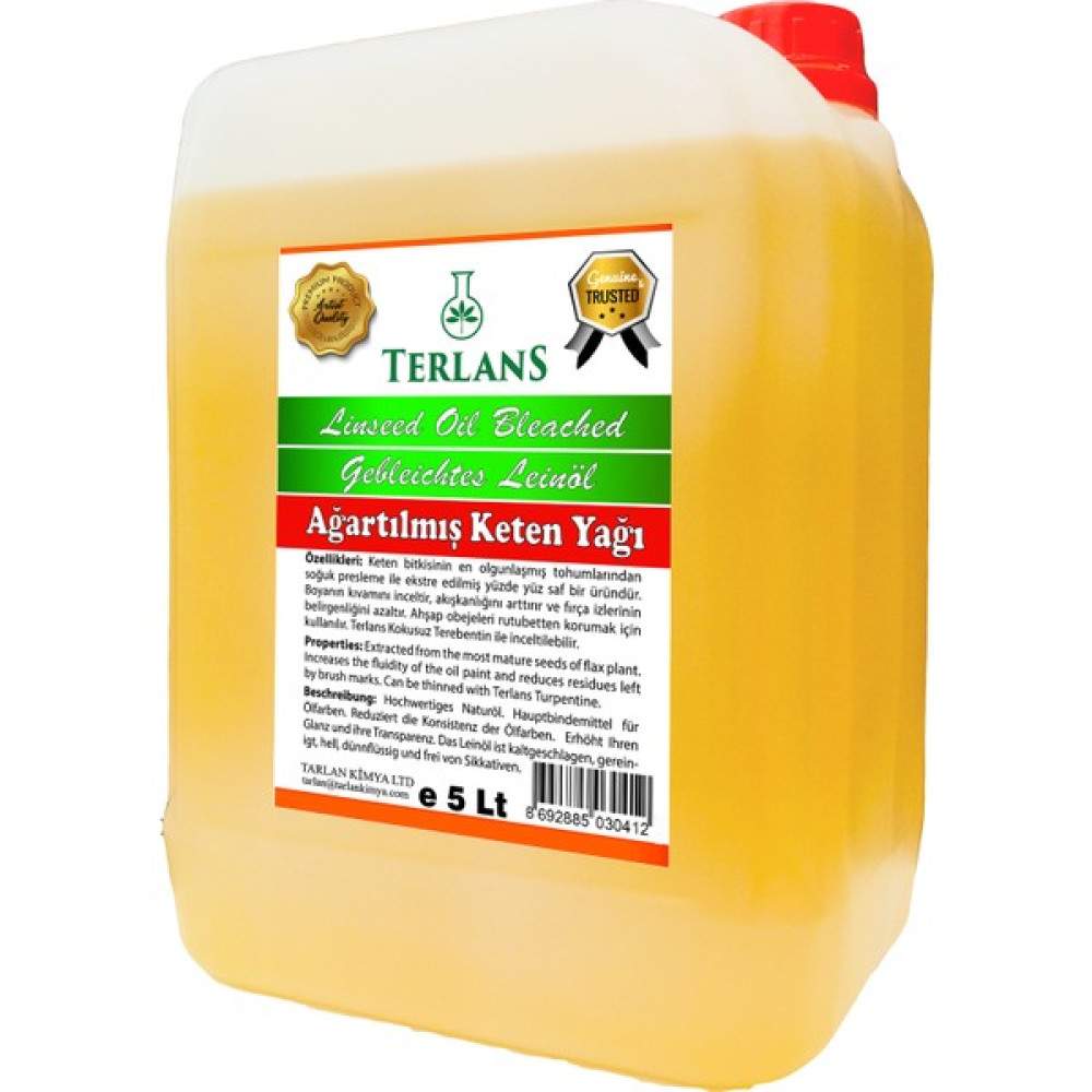 Terlans 100% Saf KETEN YAĞI 5 litre Ahşap Koruyucu & Resim Yağı Sanatsal Malzemeler Fiyatı