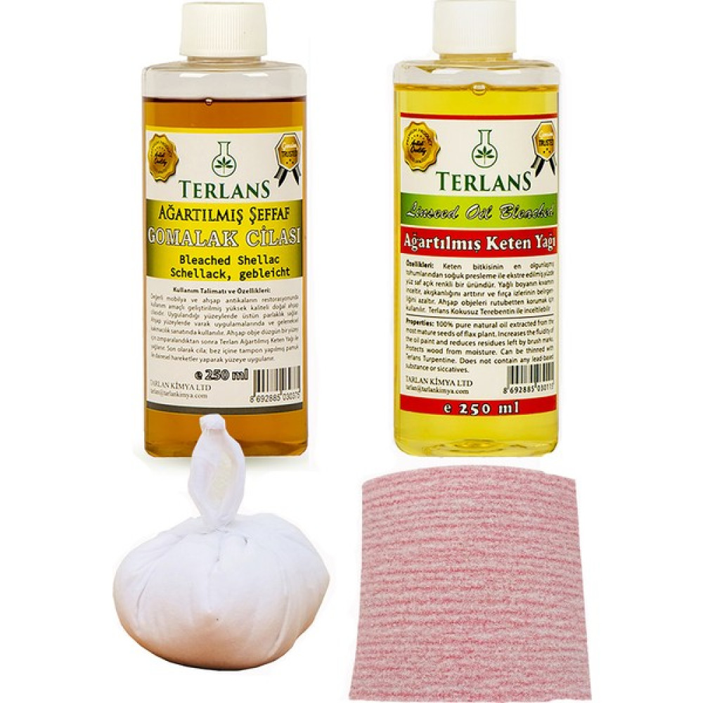 Terlans Doğal Ahşap Cila Seti Ağartılmış ŞEFFAF GOMALAK & KETEN YAĞI 250 ml Sanatsal Malzemeler Fiyatı