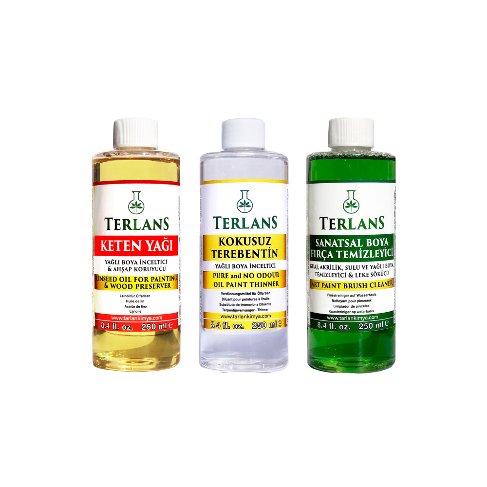 Terlans Yağlı Boya Seti Yardımcı Malzemeler 3 X 250 ml Kokusuz Terebentin Resim Yağı Ve Boya Tem. Resim Yağlı Boya Fiyatı
