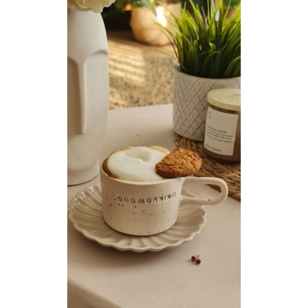 Terraco Good Morning Yazılı El Yapımı Seramik Kupa - Beyaz - 200 ml Fincan / Bardak / Kahve Takımı Fiyatı