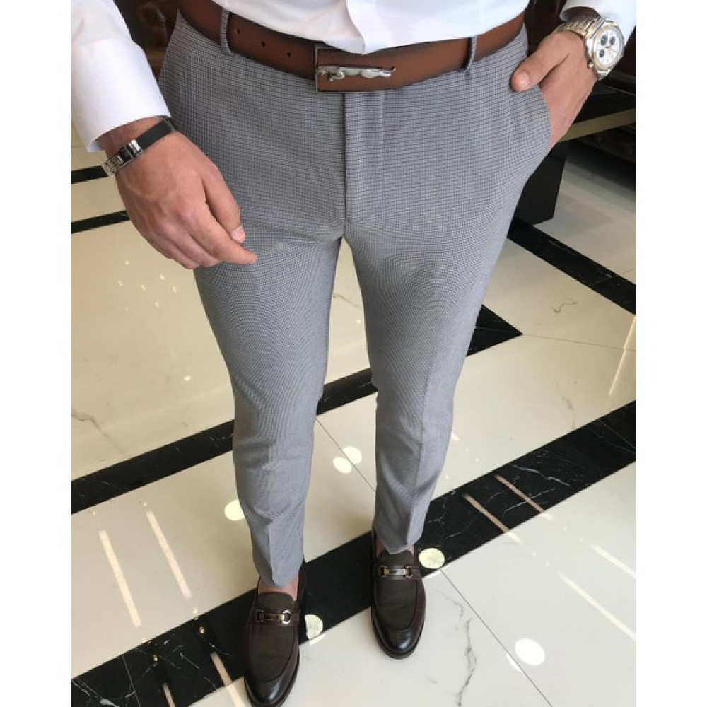 Terzi Adem Italyan Kesim Slim Fit Erkek Kareli Pantolon Mavi T9446 Erkek Pantolon Fiyatı