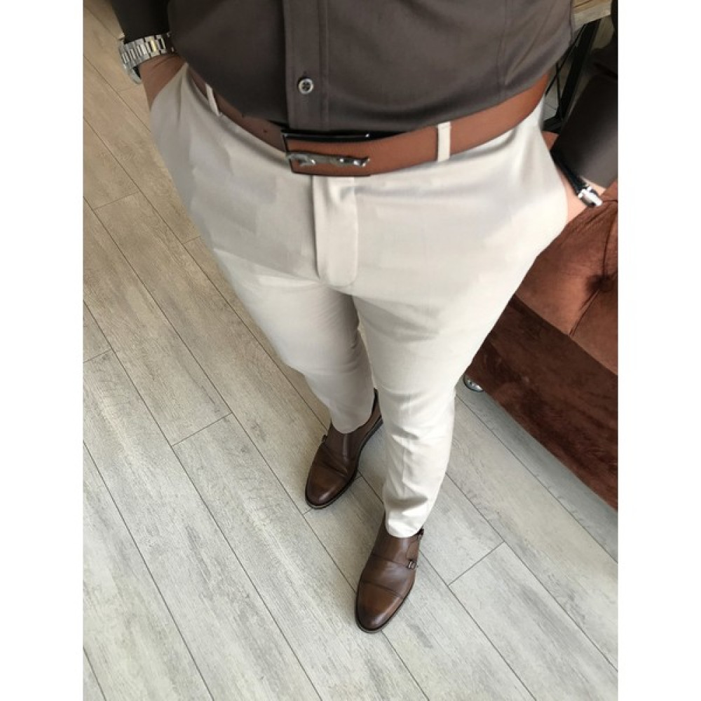 Terzi Adem Italyan Kesim Slim Fit Mevsimlik Bej Kumaş Pantolon T3480 Erkek Pantolon Fiyatı