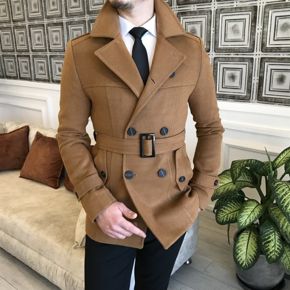 Terzi Adem Italyan Stil Erkek Kısa Kaşe Trençkot Mont Kaban Camel T4394 Erkek Mont Fiyatı