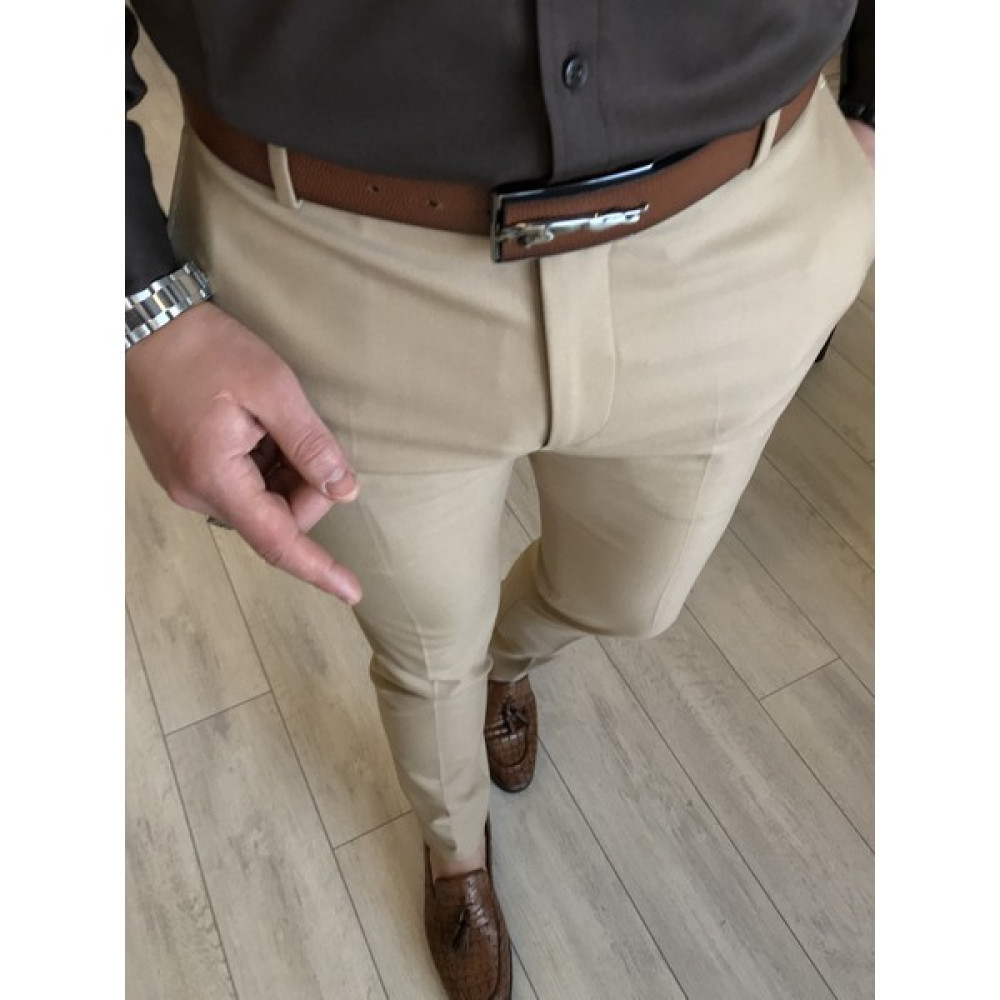Terzi Adem İtalyan Stil Slim Fit Erkek Kumaş Pantolon Açık Camel T4678 Erkek Pantolon Fiyatı