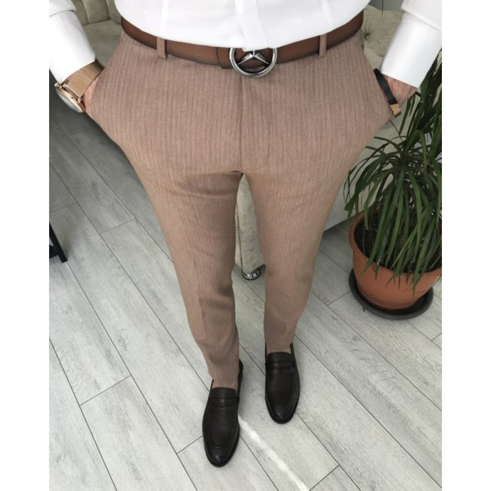 Terzi Adem Italyan Stil Slim Fit Erkek Kumaş Pantolon Kahverengi T7752 Erkek Pantolon Fiyatı