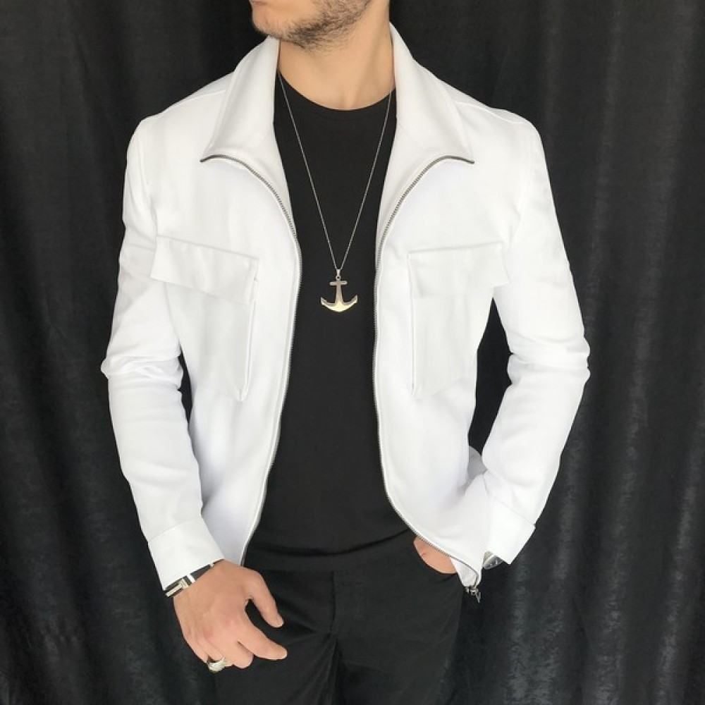 Terzi Adem Italyan Stil Slim Fit Erkek Mevsimlik Bomber Ceket Beyaz T7891 Erkek Mont Fiyatı