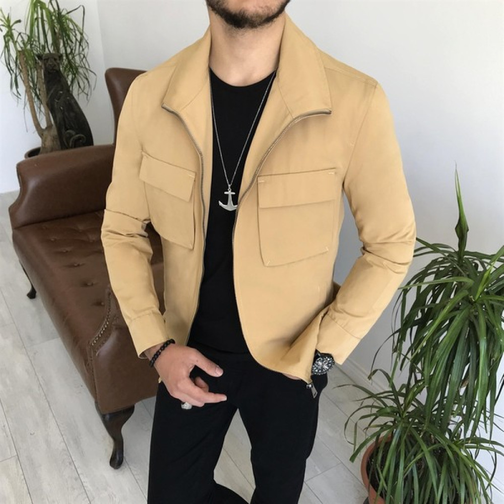 Terzi Adem Italyan Stil Slim Fit Erkek Mevsimlik Bomber Ceket Camel T7870 Erkek Mont Fiyatı