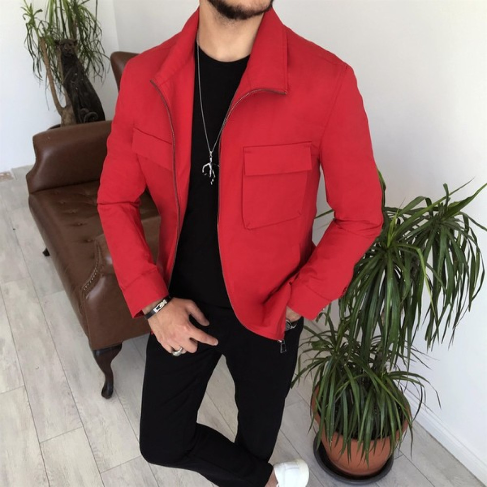 Terzi Adem Italyan Stil Slim Fit Erkek Mevsimlik Bomber Ceket Kırmızı T7867 Erkek Mont Fiyatı