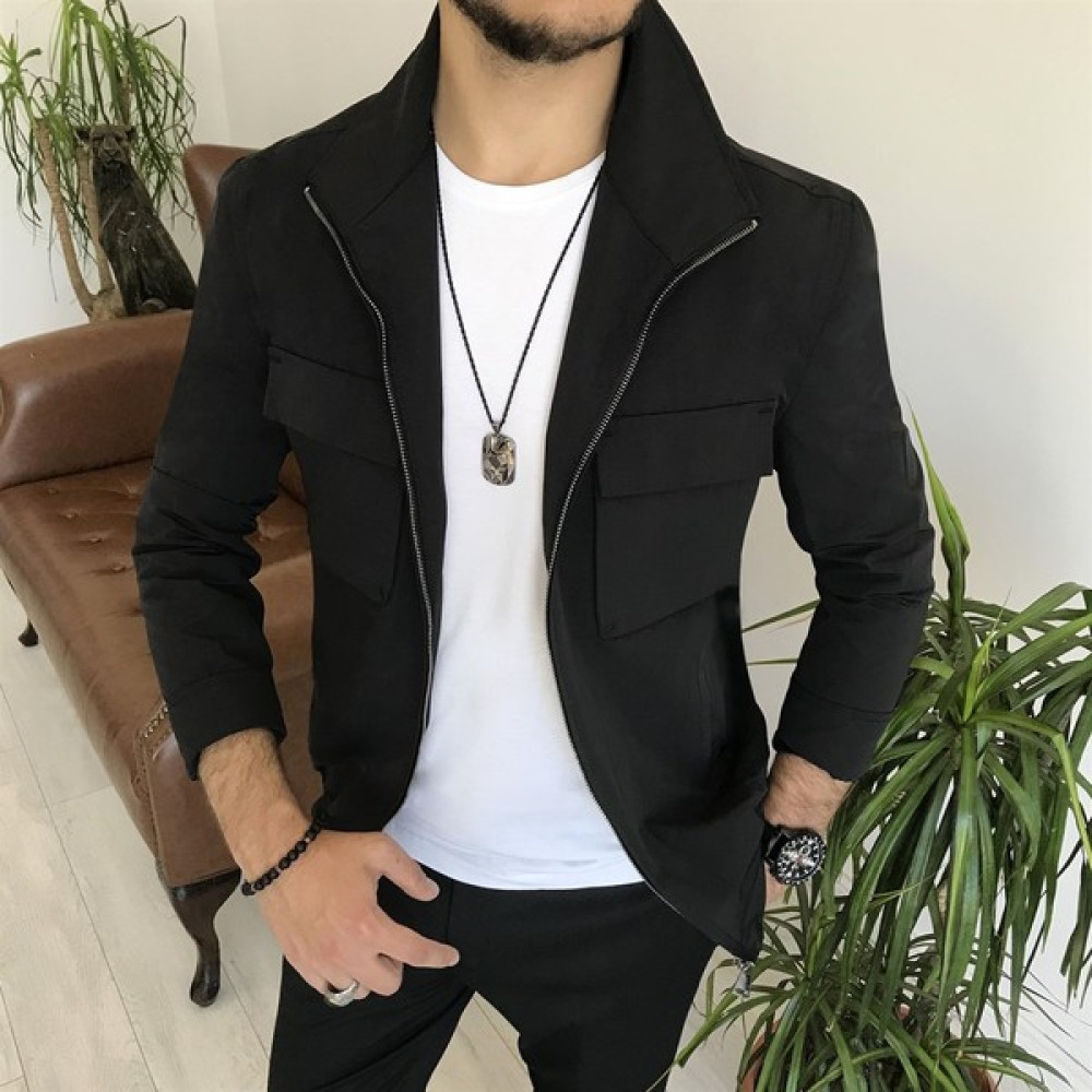 Terzi Adem Italyan Stil Slim Fit Erkek Mevsimlik Bomber Ceket Siyah T7871 Erkek Mont Fiyatı