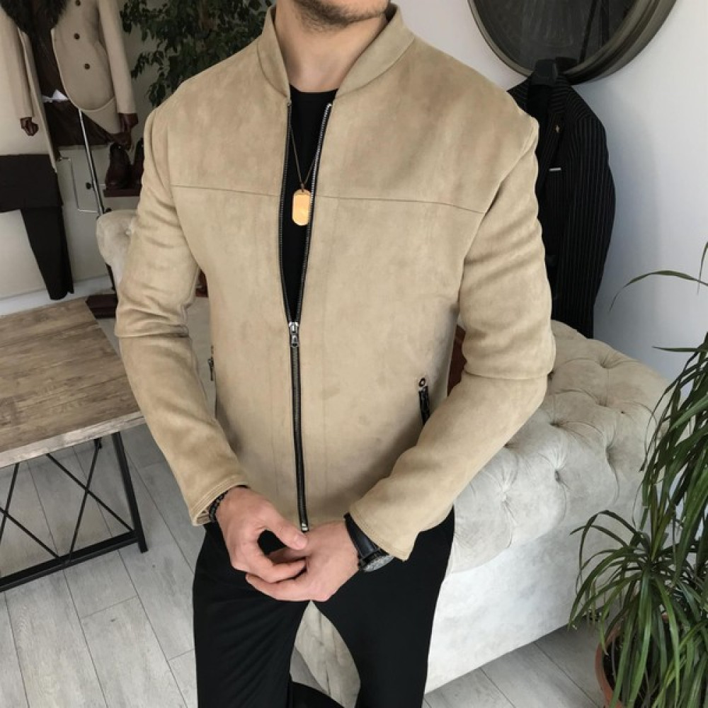 Terzi Adem Italyan Stil Slim Fit Mevsimlik Erkek Süet Mont Bej T9172 Erkek Mont Fiyatı