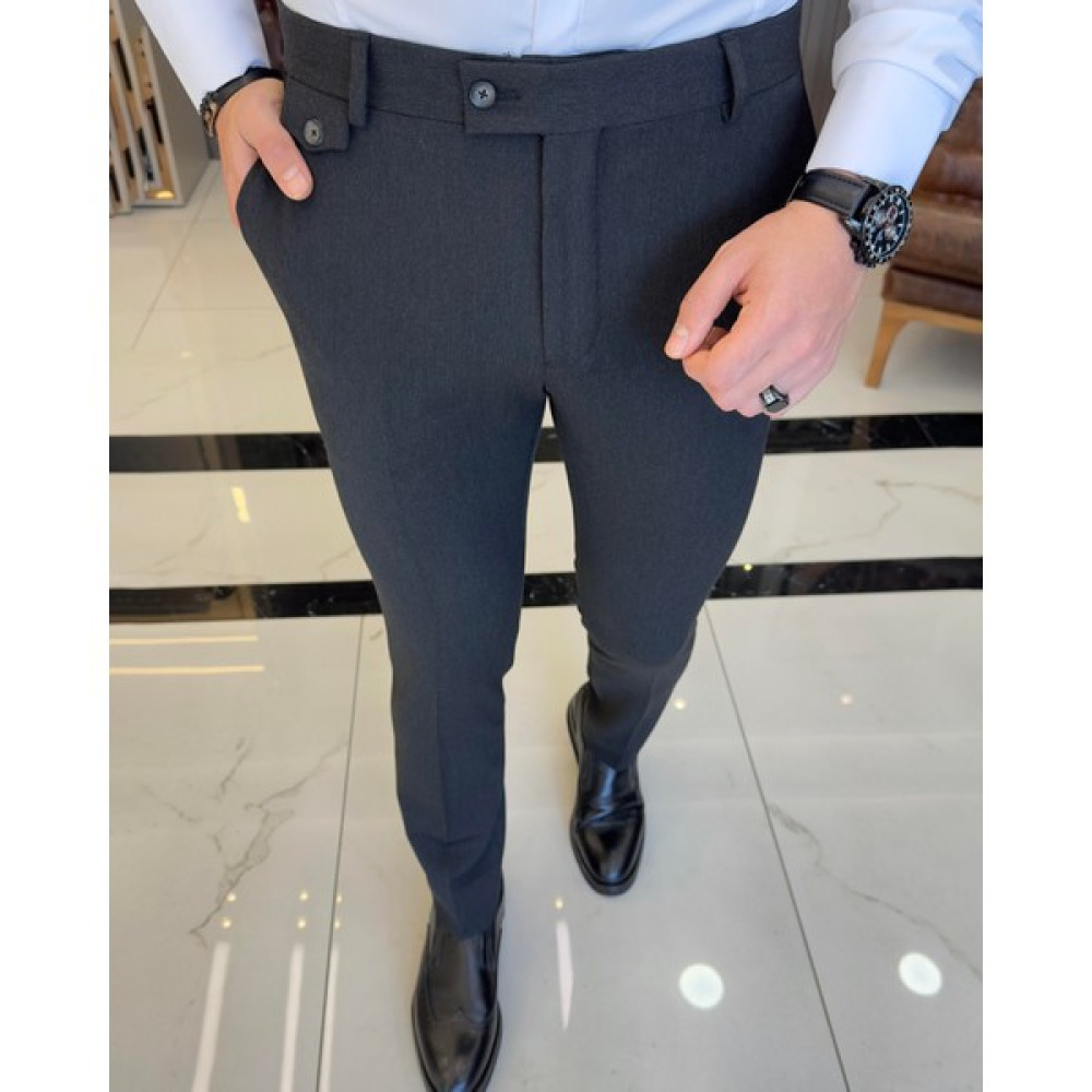 Terziademaltun Italyan Stil Slim Fit Pileli Kalın Kumaş Erkek Pantolon Antrasit T9902 Erkek Pantolon Fiyatı