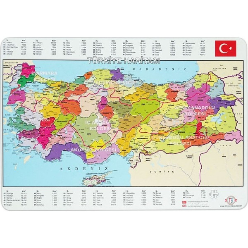 Tes Türkiye Haritası Puzzle , 81 Il Ayrı Parça Eğitici Oyuncak Fiyatı
