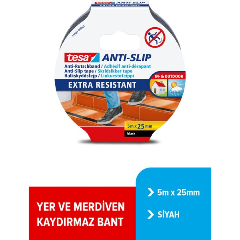 Tesa 55587-00012-11 Siyah Merdiven Kaydırmaz Bant - Şeffaf Nalburiye & Hırdavat Fiyatı