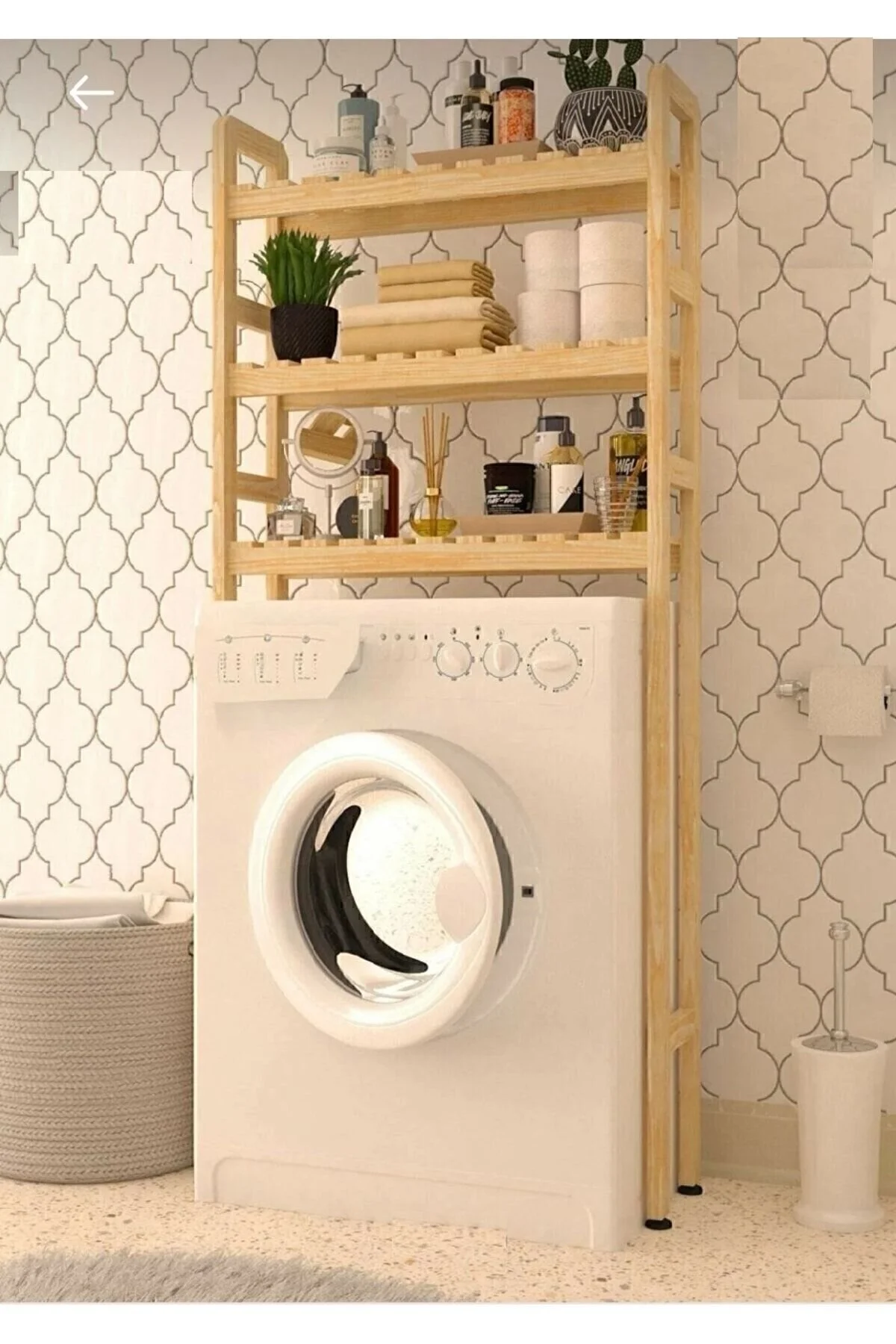Tesa Çamaşır Makinesi Üstü Ahşap Düzenleyici Raf Banyo Rafı Makina Üstü Çok Amaçlı Dolap 3 Katlı" Banyo Dolabı / Mobilyası Fiyatı