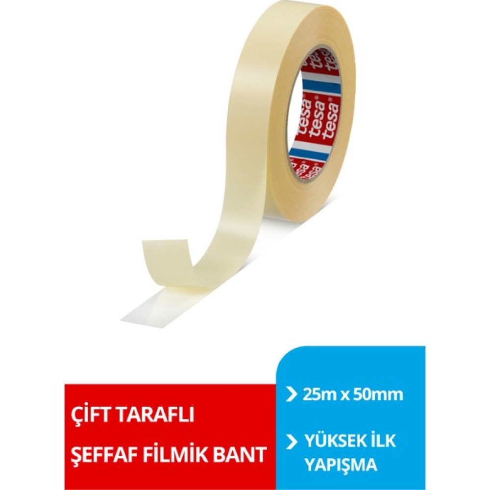 Tesa Filmik Çift Taraflı Bant Şeffaf 25m 50mm Selobant Fiyatı