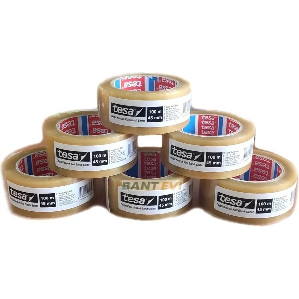 Tesa Koli Bandı 45 mm x 100 mt Şeffaf Doğal Kauçuk - 6 Adet - 45mm x 100mt - 1 Diğer Fiyatı