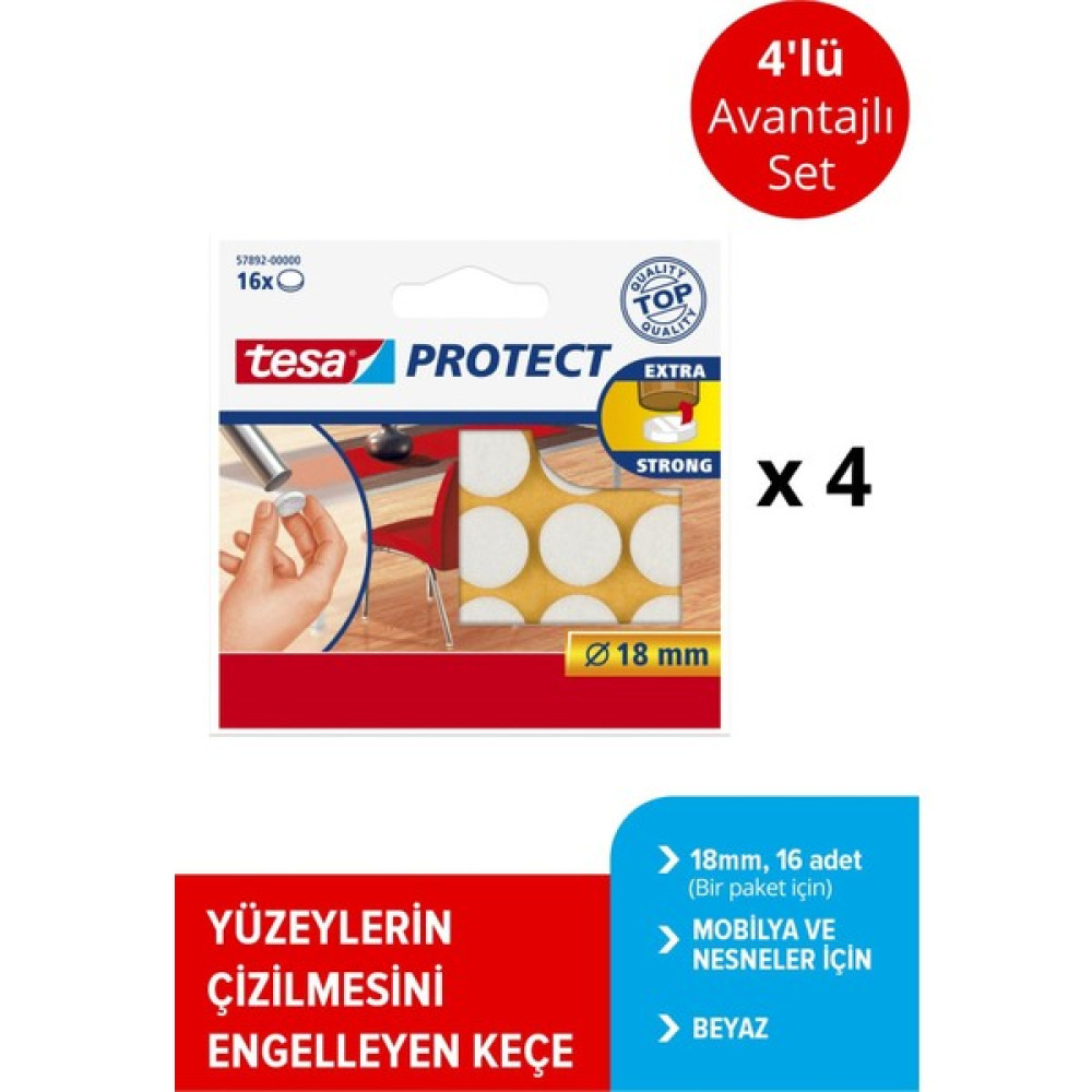 Tesa Zemin Koruyucu Daire Keçe 18 mm 16'lı Beyaz X4 Adet Oto Boyaları Fiyatı