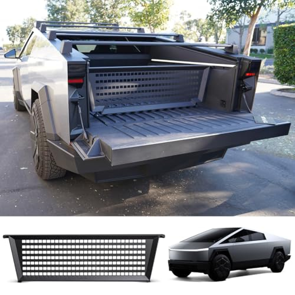 TESCYBERMODS Truck Bed Divider Cybertruck Accessories Cargo Divider Aluminum Molle Panels Enhanced Cargo Storage