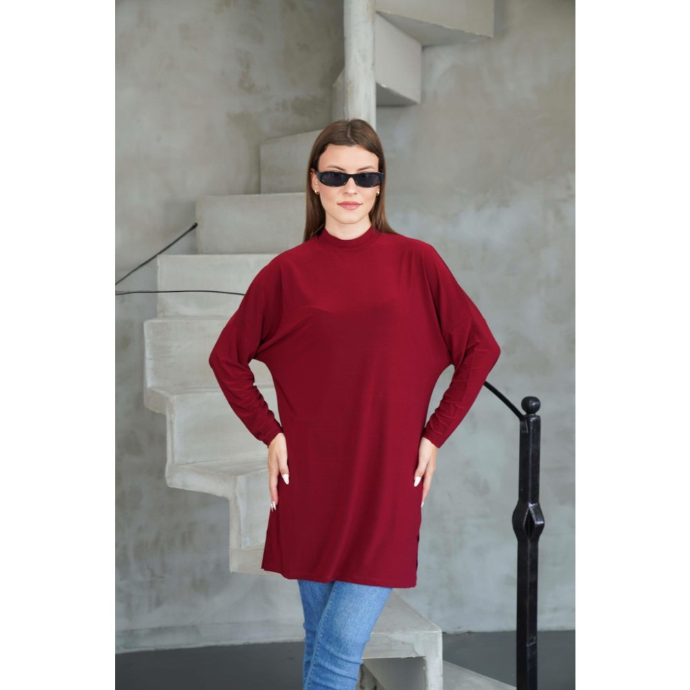Tesettür Extra Uzun Tunik -Bordo Tunik Fiyatı