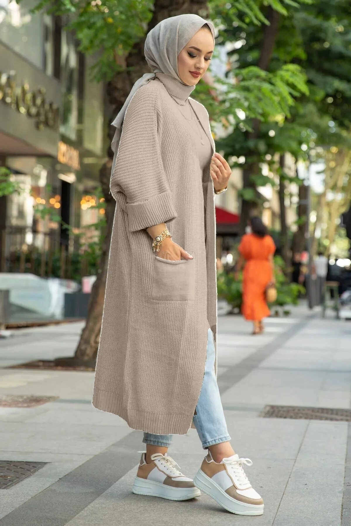 Tesetturcemoda Triko Hırka EKRU 110 Cm Standart Beden" Tesettür Giyim Fiyatı
