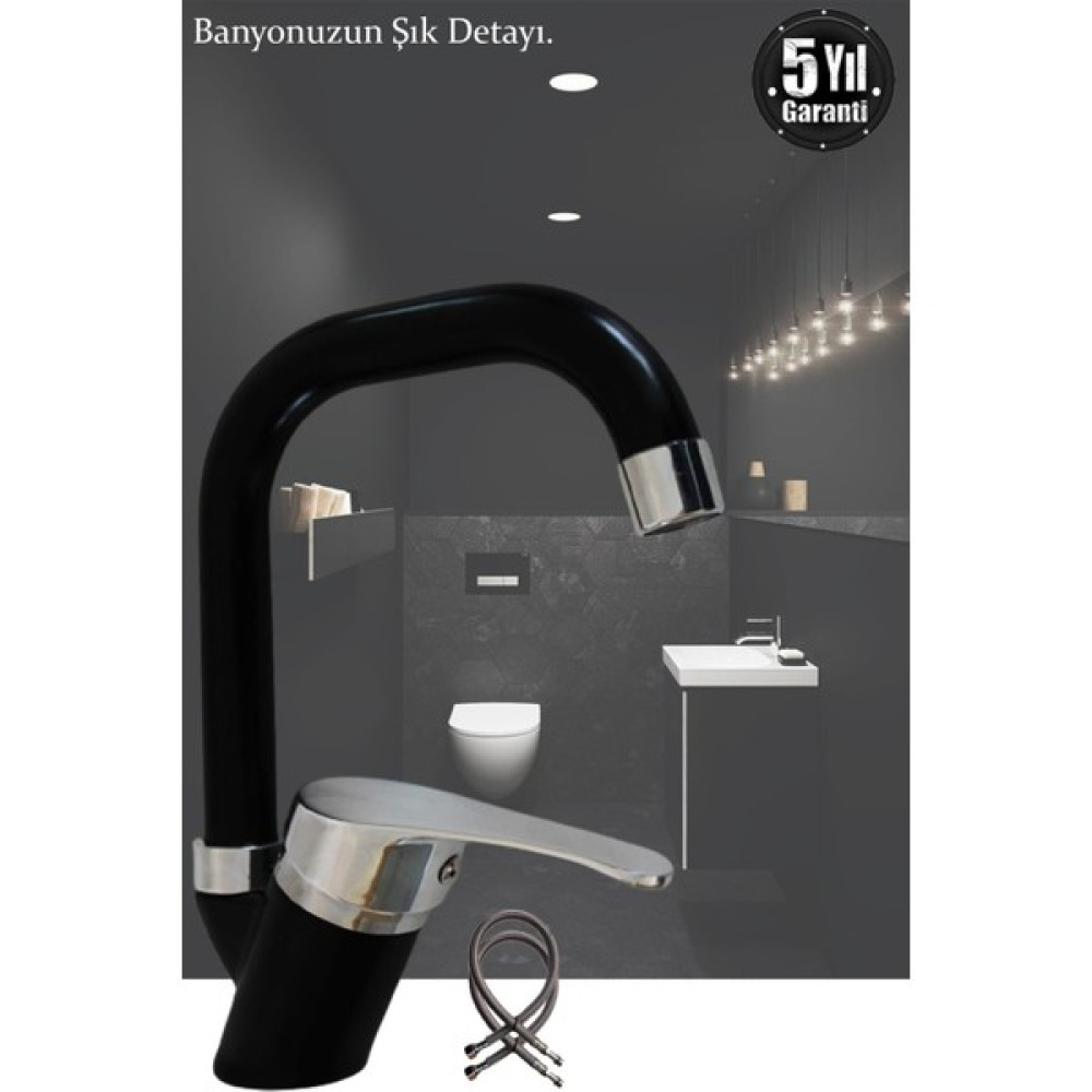 Tesitay Lavabo Bataryası, Siyah / Krom Batarya Musluk, Armatür, Musluğu Lavabo Bataryası Bataryalar & Musluklar Fiyatı