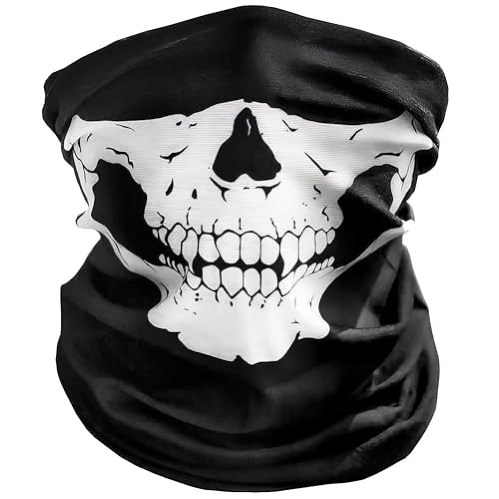 Tesorrio Skull Mask Half Face Coverage – Lightweight & Windproof Skull Face Mask for Men with Cool Design – Can Be Used as Headband, Scarf, Hat for Riding, Skiing, Sports & Outdoor Activities