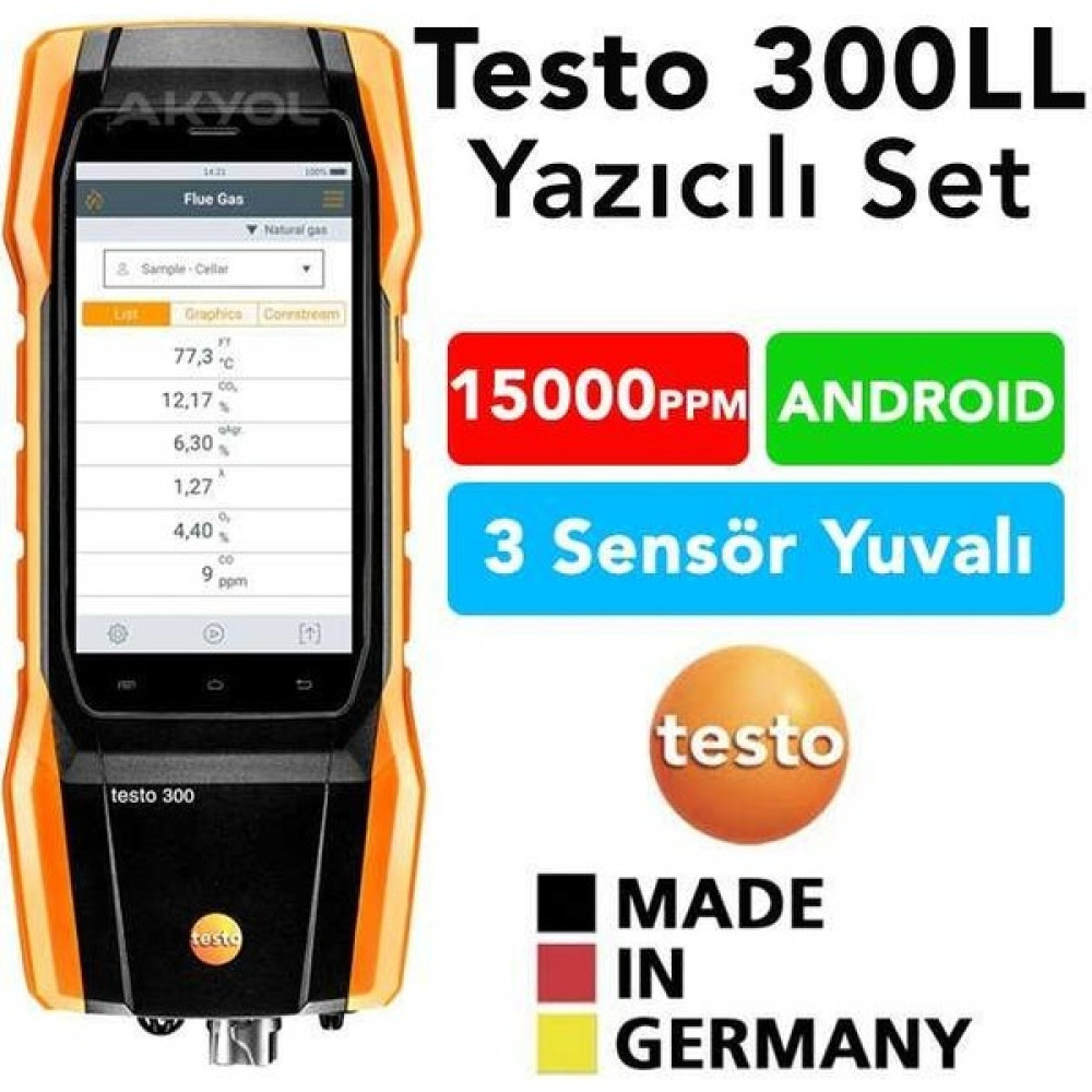 Testo 300 Ll Baca Gazı Analiz Cihazı (Yazıcılı Set) 15000 Ppm Diğer Test ve Ölçüm Cihazları Fiyatı