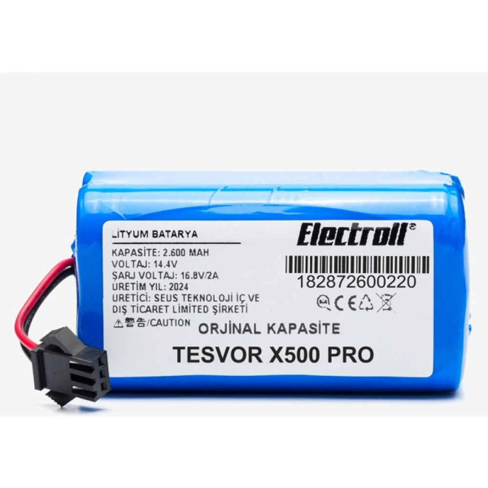 Tesvor X500 Pro Uyumlu Robot Süpürge Bataryası 14.4V 2600MAH Lion Akıllı Robot Pili - 1 Adet Elektrikli Süpürge Aksesuarları Fiyatı