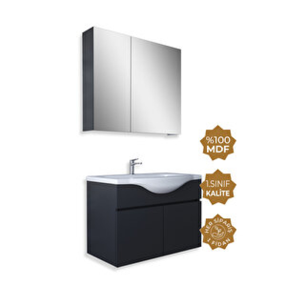 Teta Home Kahire 80cm Antrasit Mdf Banyo Dolabı Seti Antrasit Banyo Dolabı / Mobilyası Fiyatı