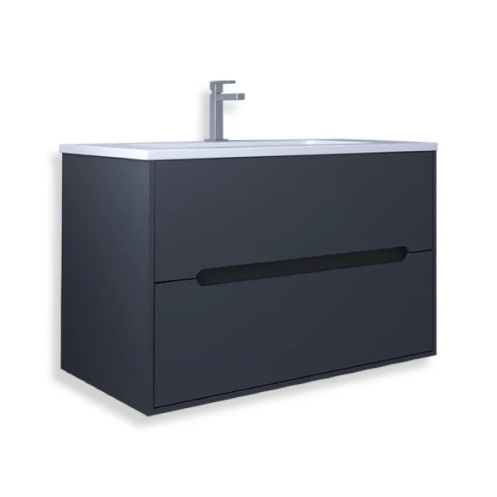 Teta Home Madrid 80Cm Mdf Banyo Lavabolu Alt Dolap Antrasit-Atlantik Cam Banyo Dolabı / Mobilyası Fiyatı