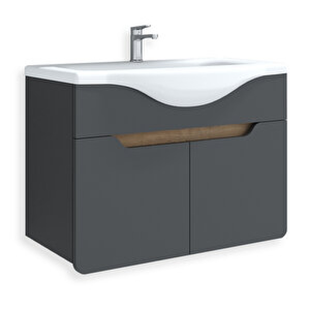 Teta Home Meksika 80 Cm Mdf Banyo Lavabolu Alt Dolap Antrasit - Kafkas Meşe Banyo Dolabı / Mobilyası Fiyatı